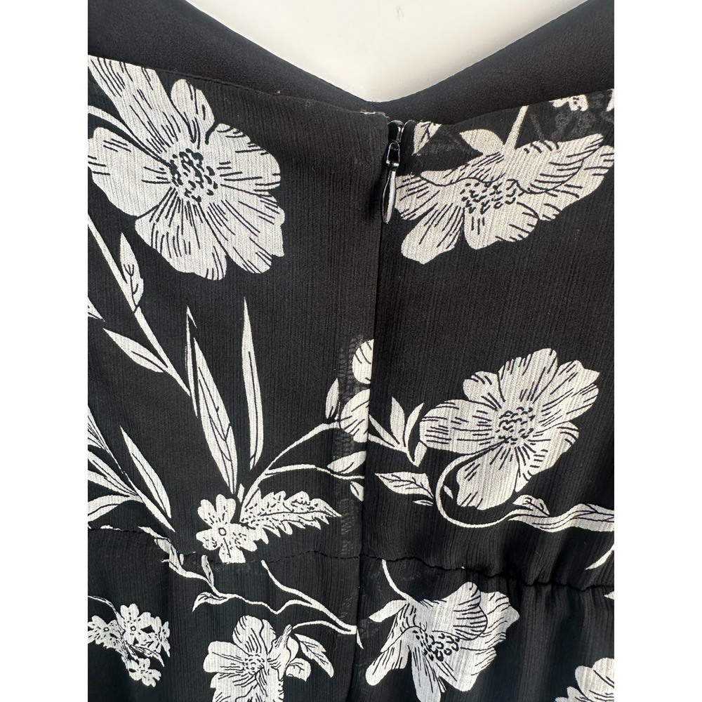 J.Crew Mercantile Floral Tiered Maxi Dress Chiffon J4263 Black & White Size 14 - Picture 10 of 15